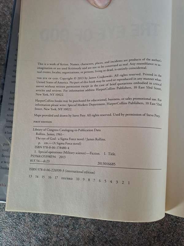 James Rollins The Eye Of God hard cover