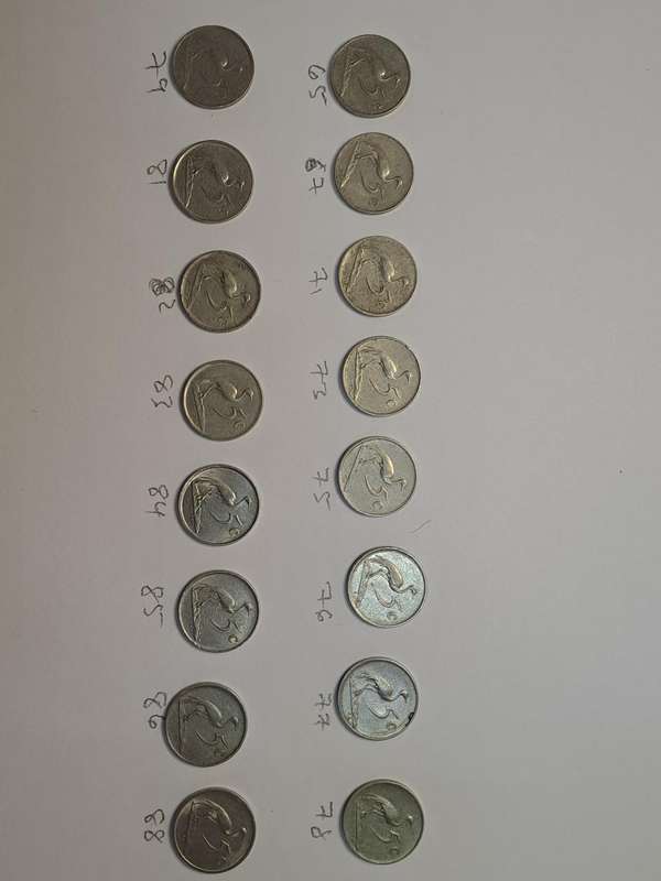 Vintage 5c South African coins 1965 to 1988