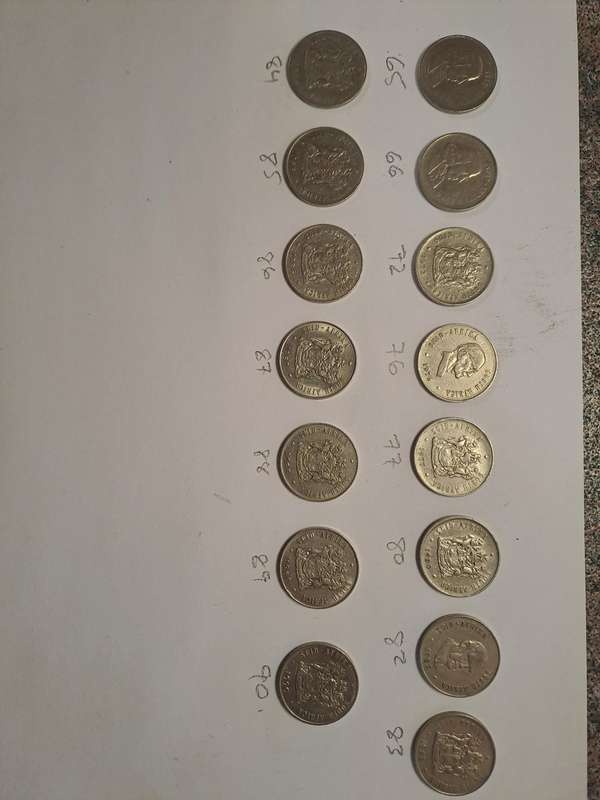 Vintage 20c coins South Africa 1965 to 1990