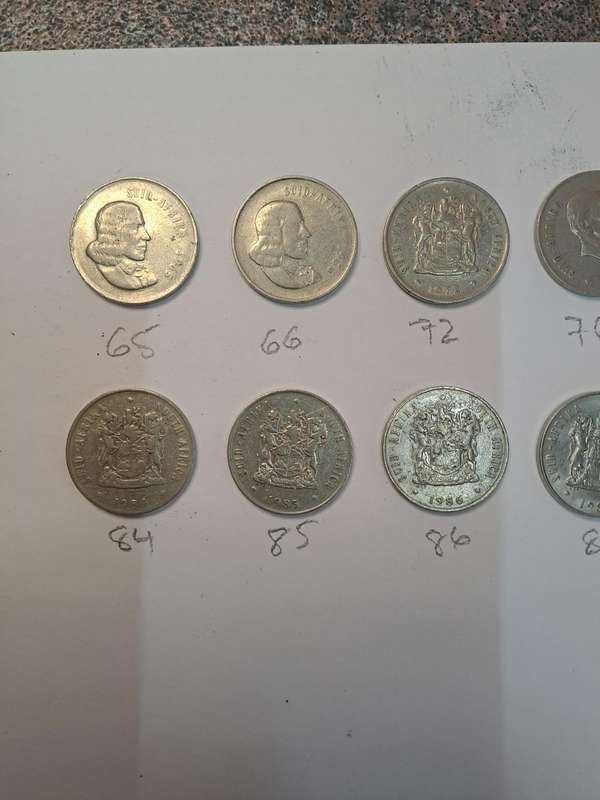 Vintage 20c coins South Africa 1965 to 1990