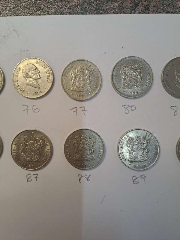 Vintage 20c coins South Africa 1965 to 1990