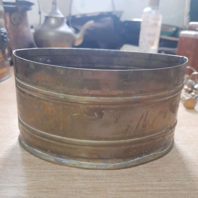 Solid brass oval planter 15.5 W 11 cm D 11 cm H Hand Made in Cape Town