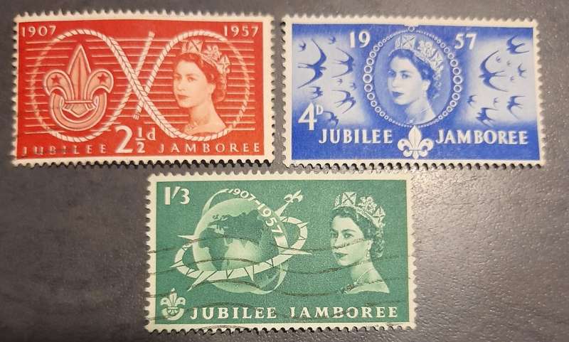 GB QEII 1957 Jubilee Jamboree postage stamps