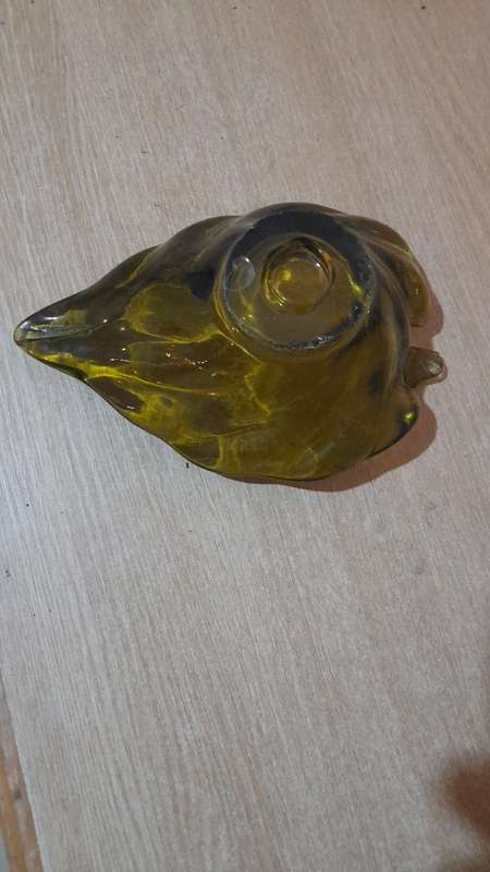 murano glass amber leaf shaped bowl