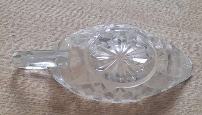 vintage pressed glass gravy boat 1950s