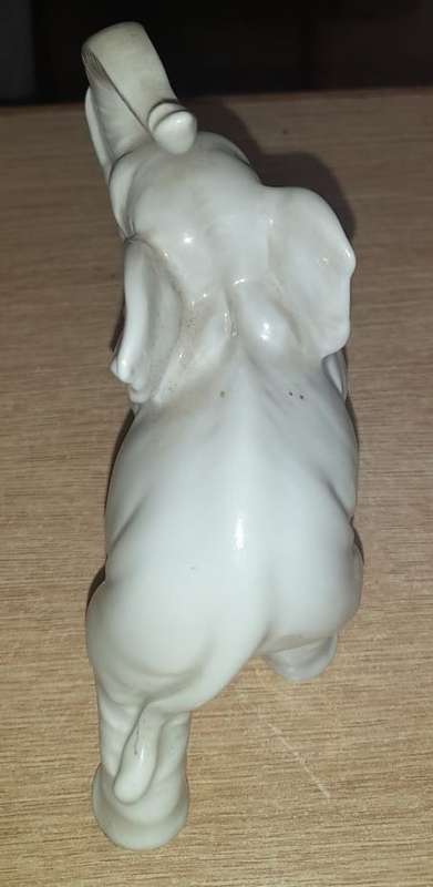 Porcelain Otagiri grey elephant, trunk up