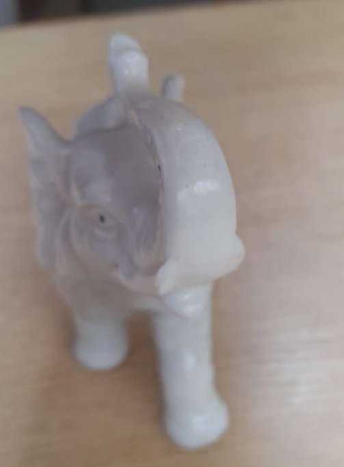 Porcelain Otagiri grey elephant, trunk up