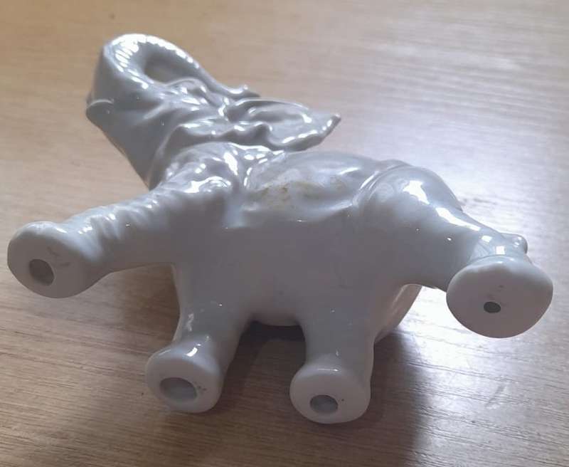 Porcelain Otagiri grey elephant, trunk up