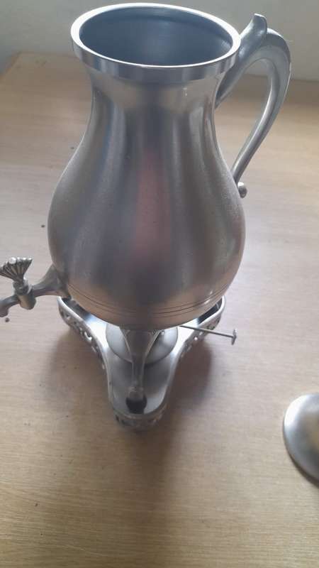 vintage pewter samovar on stand made in Holland