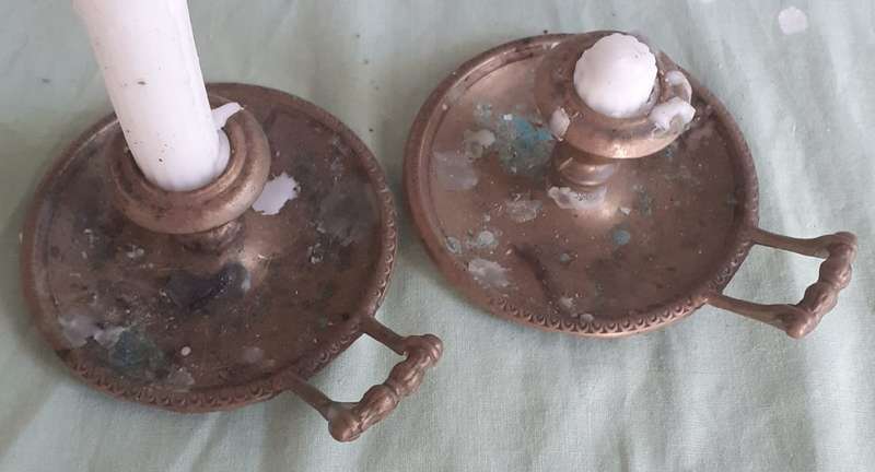 solid brass candlestick pair