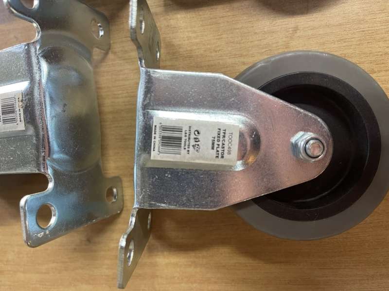 Weather proof switch and 4 x fixed 75mm wheels