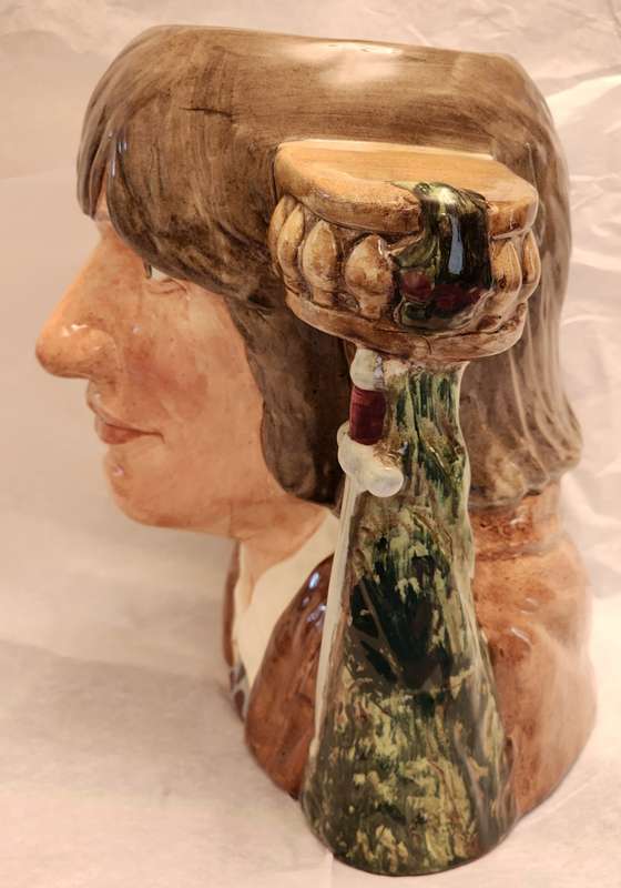 "ROMEO" D6670 - Royal Doulton Character Jug Large -Amazingly lovely, wonderful Balcony handle! WOW
