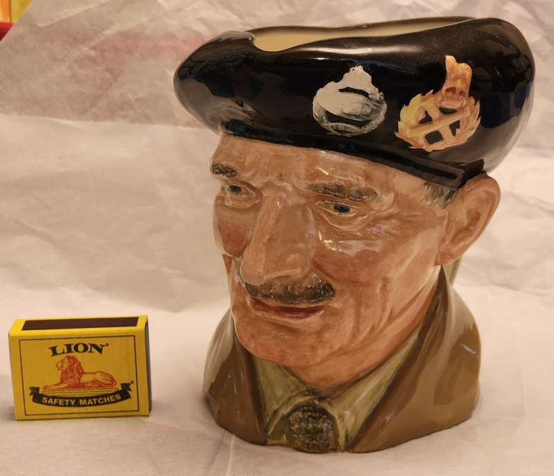 "Monty" D6202 Royal Doulton Character Jug Large, fabulous with Different badge on cap/Handle details