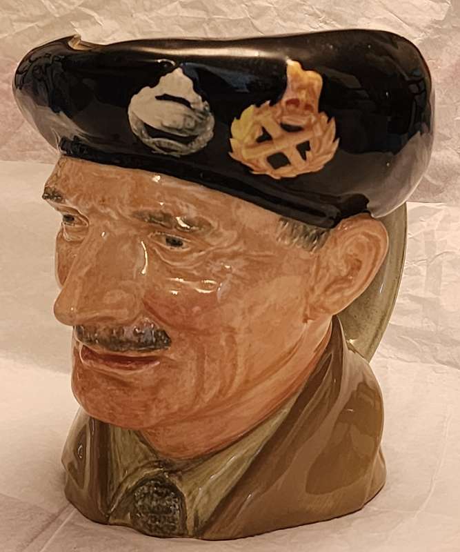 "Monty" D6202 Royal Doulton Character Jug Large, fabulous with Different badge on cap/Handle details