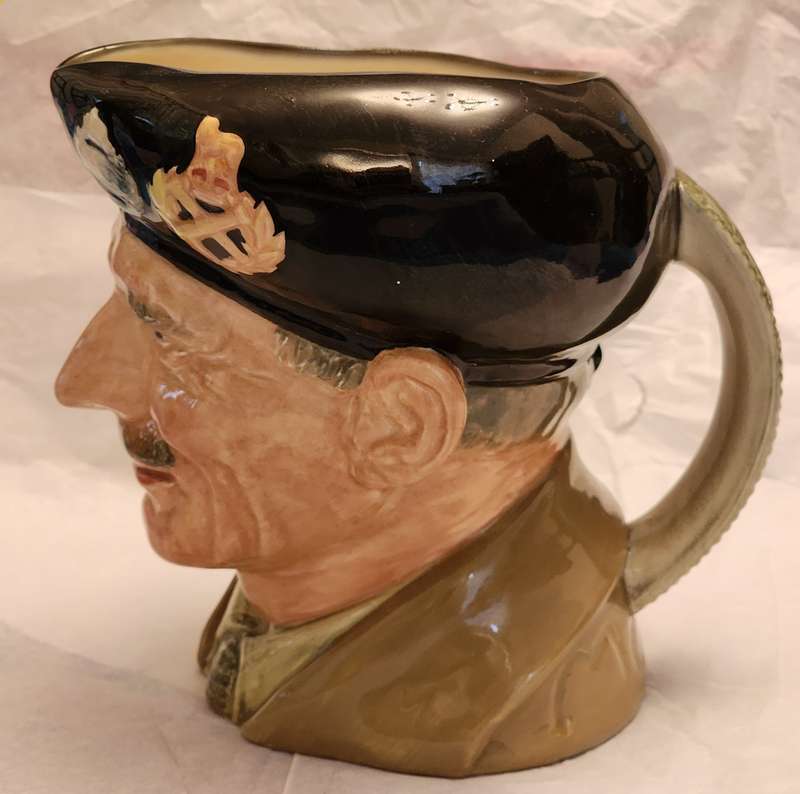 "Monty" D6202 Royal Doulton Character Jug Large, fabulous with Different badge on cap/Handle details