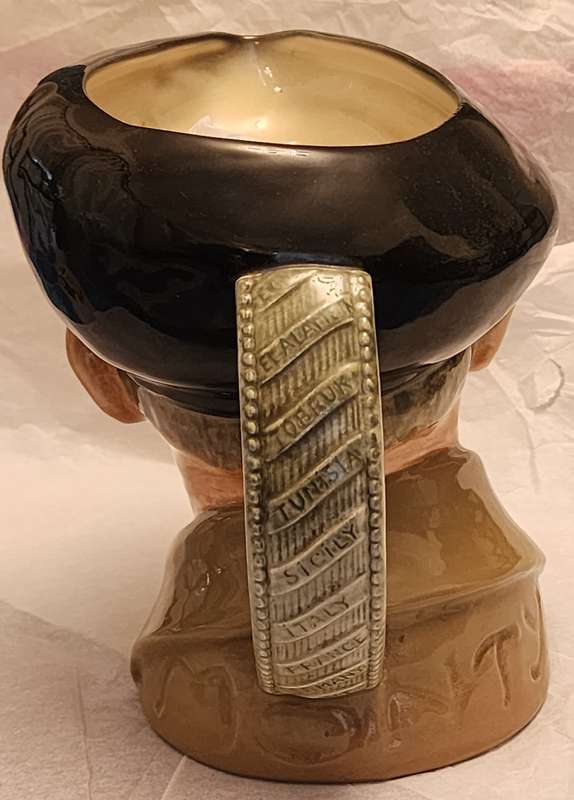 "Monty" D6202 Royal Doulton Character Jug Large, fabulous with Different badge on cap/Handle details