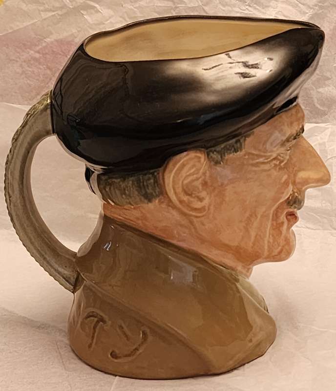 "Monty" D6202 Royal Doulton Character Jug Large, fabulous with Different badge on cap/Handle details