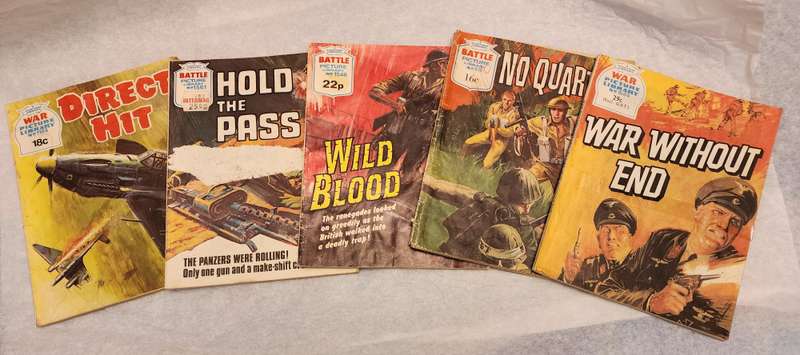 Vintage War Battle Picture Library Comics - Collection of 5 different comics- great bargain lot (5)