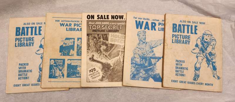 Vintage War Battle Picture Library Comics - Collection of 5 different comics- great bargain lot (5)