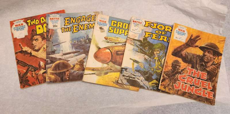 Vintage War Battle Picture Library Comics - Collection of 5 different comics-great bargain lot (5/2)