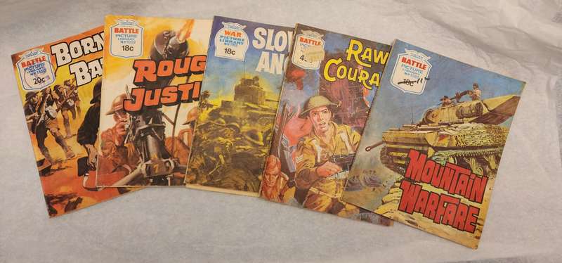 Vintage War Battle Picture Library Comics - Collection of 5 different comics-great bargain lot (5/3)