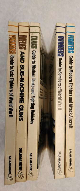 Superb Hardcover Tanks/Rifles/Fighters/Bombers Vintage War related Books-Salamander Series (5) SUPER