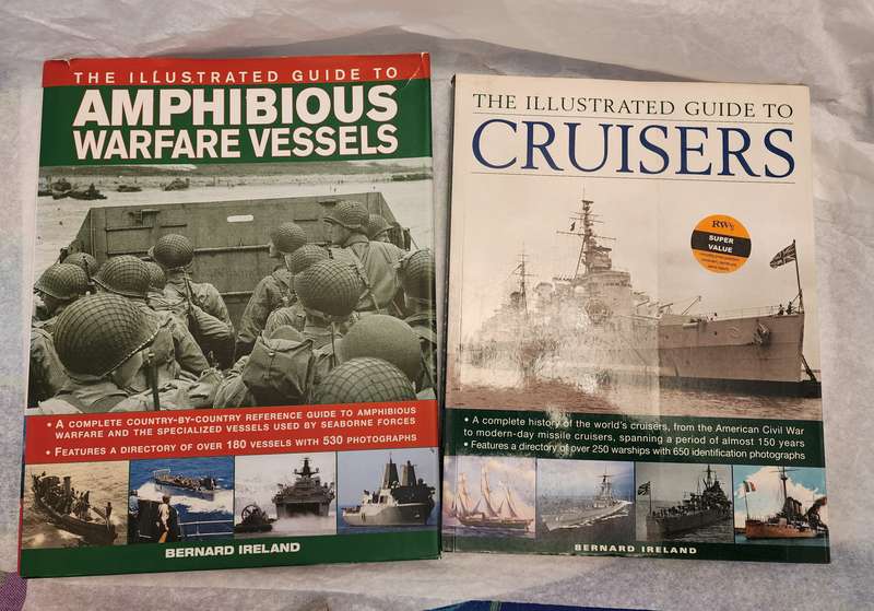 Illustrated Guide to Amphibious War Vessel / guide to CRUISERS (2) Vintage War related Books