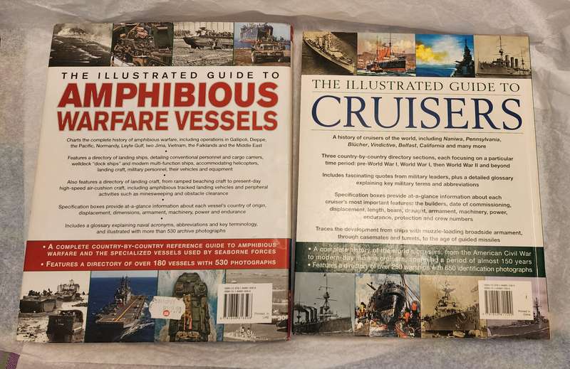 Illustrated Guide to Amphibious War Vessel / guide to CRUISERS (2) Vintage War related Books