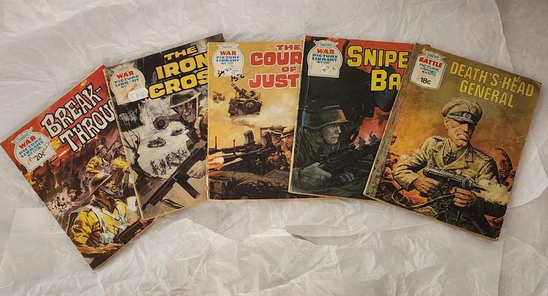 Vintage Picture Library Comics-Selection of 5 SCARCE "WAR Picture Library" WAR comics-Superb 5/2