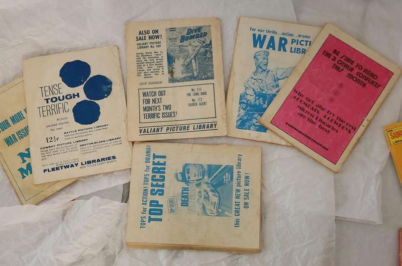 Vintage Picture Library Comics-Selection of 6 SCARCE "mixed, OLDER scarcer" WAR comics-Superb (1FREE