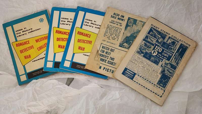 Vintage Picture Library Comics-Selection of 5 SCARCE "Pocket Library & Valiant" WAR comics-Super 5/1