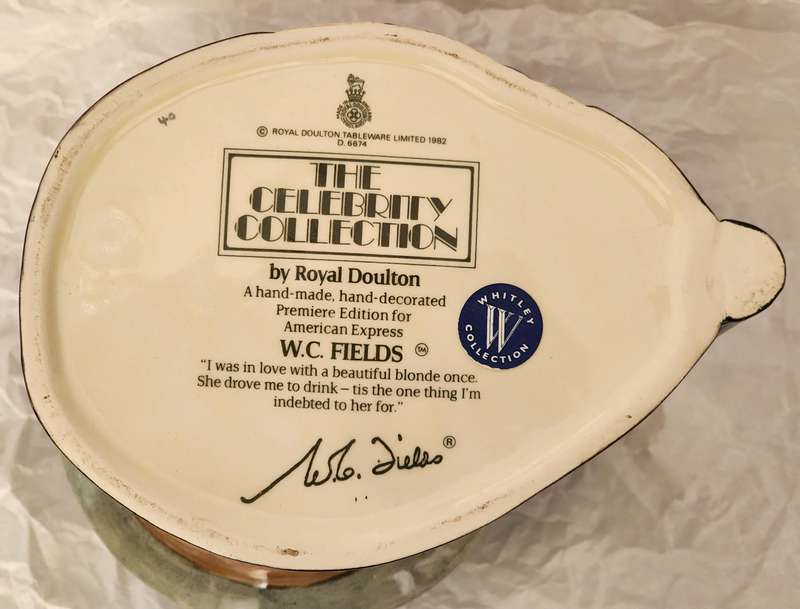 Royal Doulton "W.C. Fields"  Large Character Jug, D6674 - With scarce "AMEX" backstamp (Ltd release)
