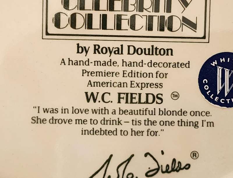 Royal Doulton "W.C. Fields"  Large Character Jug, D6674 - With scarce "AMEX" backstamp (Ltd release)