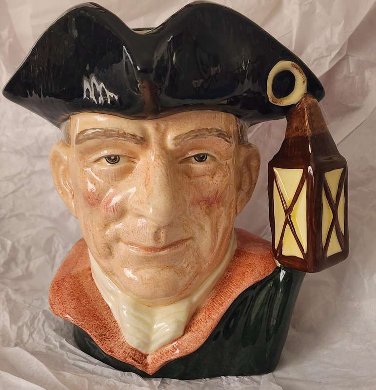 Royal Doulton LARGE Character Jug, "NIGHT WATCHMAN", D6569-magnificent (Williamsburg SERIES)