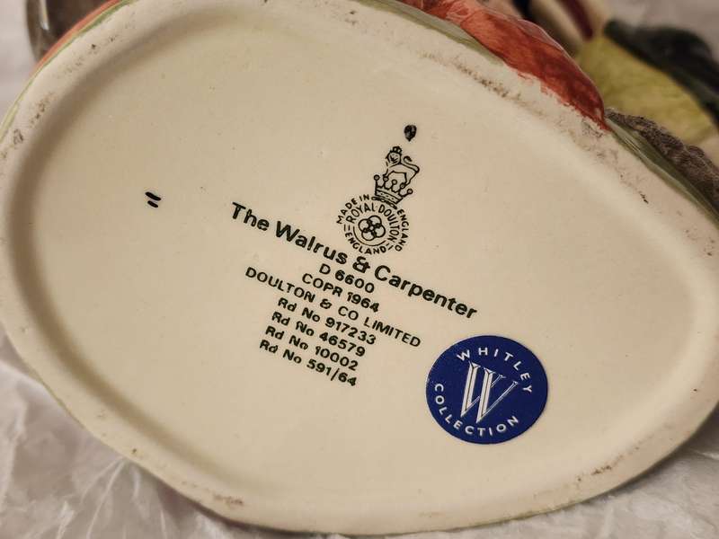 Royal Doulton LARGE Character Jug, "WALRUS & CARPENTER", D6600-magnificent (Alice in Wonderland char