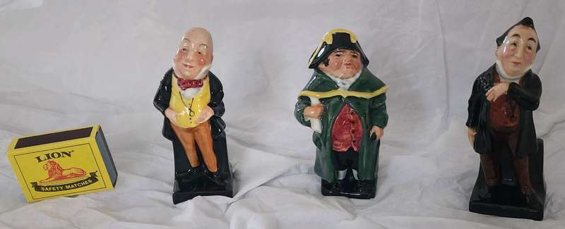 Royal Doulton Dickens ware Series X 3-"Micawber" "Bumble" "Pecksniff"  Scarce figures, AMAZING VALUE