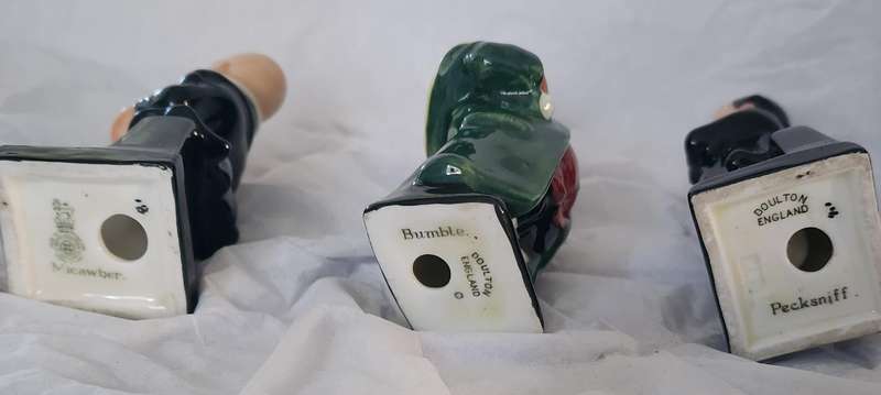 Royal Doulton Dickens ware Series X 3-"Micawber" "Bumble" "Pecksniff"  Scarce figures, AMAZING VALUE