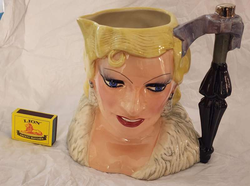 Royal Doulton LARGE Character Jug, " Mae WEST", D6688 - magnificent jug! HUGE size celebrity jug!
