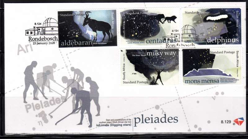 South Africa 2020 Stars & Constellations set of 10 on 2 FDC`s 8.128 & 8.129. Cat R300 (2023-25)