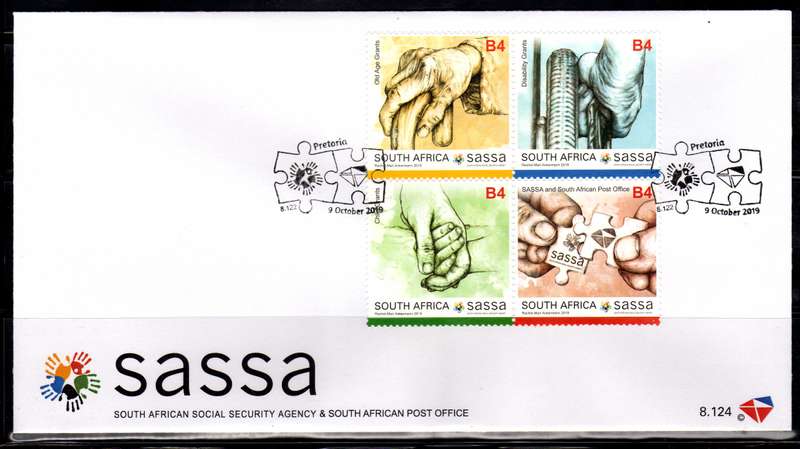 South Africa 2019 SASSA set of 4 on FDC 8.124. Cat R300 (2023-25)