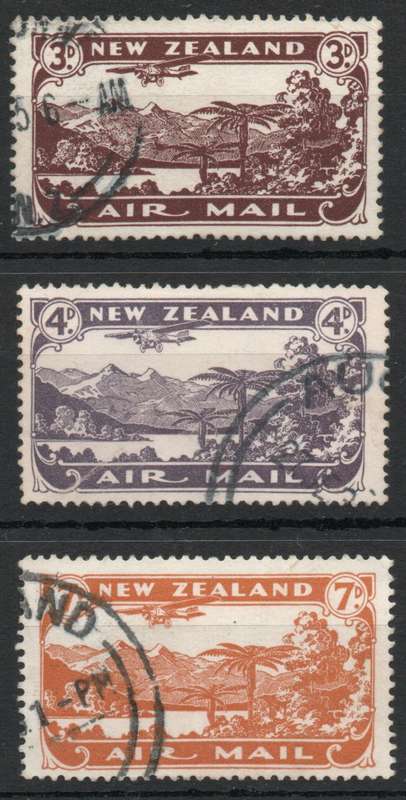 New Zealand 1931 Air - Lake Scenery set of 3 very fine used. SG 548-550. Cat £46 (2012)
