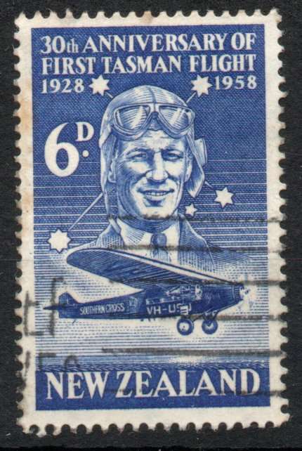 New Zealand 1958 30th Anniv of 1st Air Crossing of Tasman Sea fine used. SG 776. Cat 75p (2012)