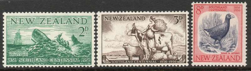 New Zealand 1956 Southland Centennial set of 3 very fine lmm. SG 752-4. Cat £1,50 (2022)