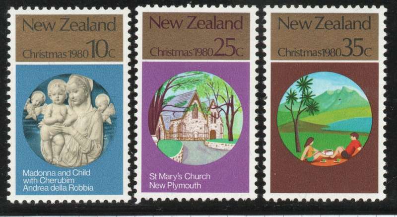 New Zealand 1980 Christmas set of 3 unmounted mint. SG 1229-31. Cat 80p (2012)