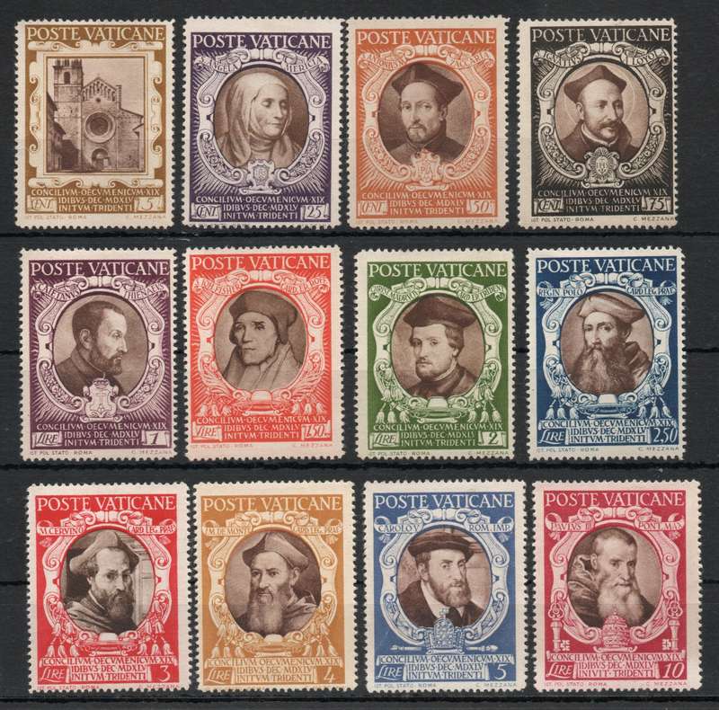 Vatican City 1946 400th Anniv of Council of Trent set of 12 mtd mint. SG 118-129. Cat £4,65 (2012)