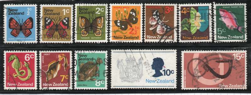 New Zealand 1970 Definitive part set of 12 fine used. SG 914-22 & 924-26. Cat £3,90 (2022)