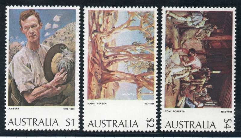 Australia 1974 Australian Paintings part set of 3 mounted mint. SG 565-566b. Cat £4,25 (2018)