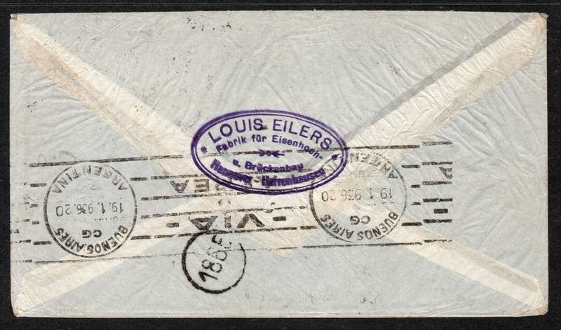 Germany 1936 Air Mail Cover Hannover to Buenos Aires Argentina with scarce 1934 2m stamp. (SG 535)
