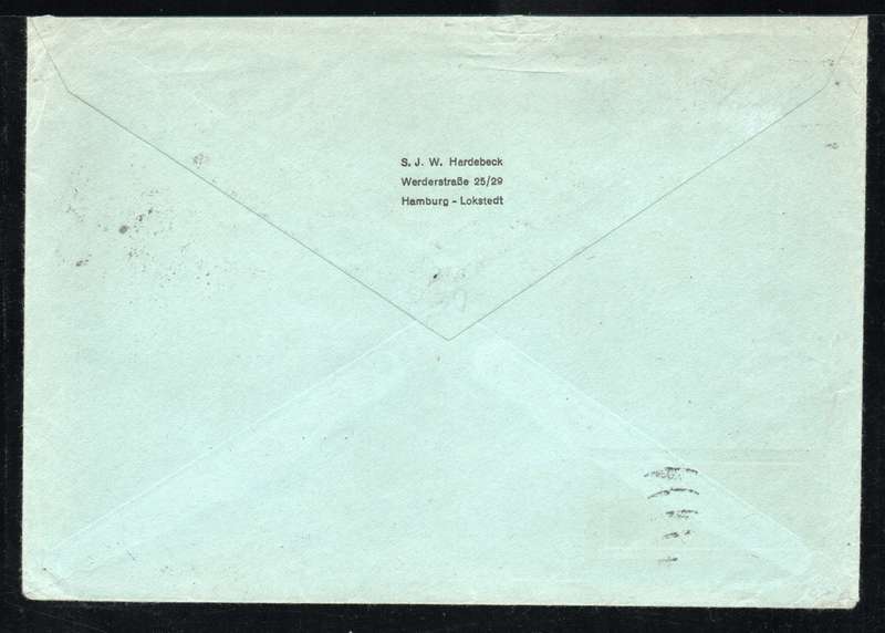 Germany 1938 Air Mail Cover from Hamburg to Cape Town, South Africa.
