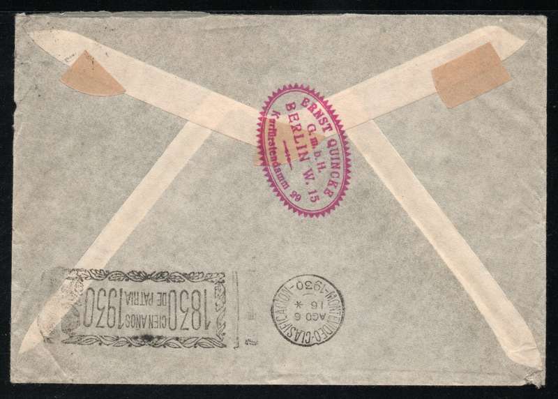 Germany 1930 Air Mail Cover Berlin to Montevideo, Uruguay. Very scarce 1926 2m & 3m Mark Air stamps.